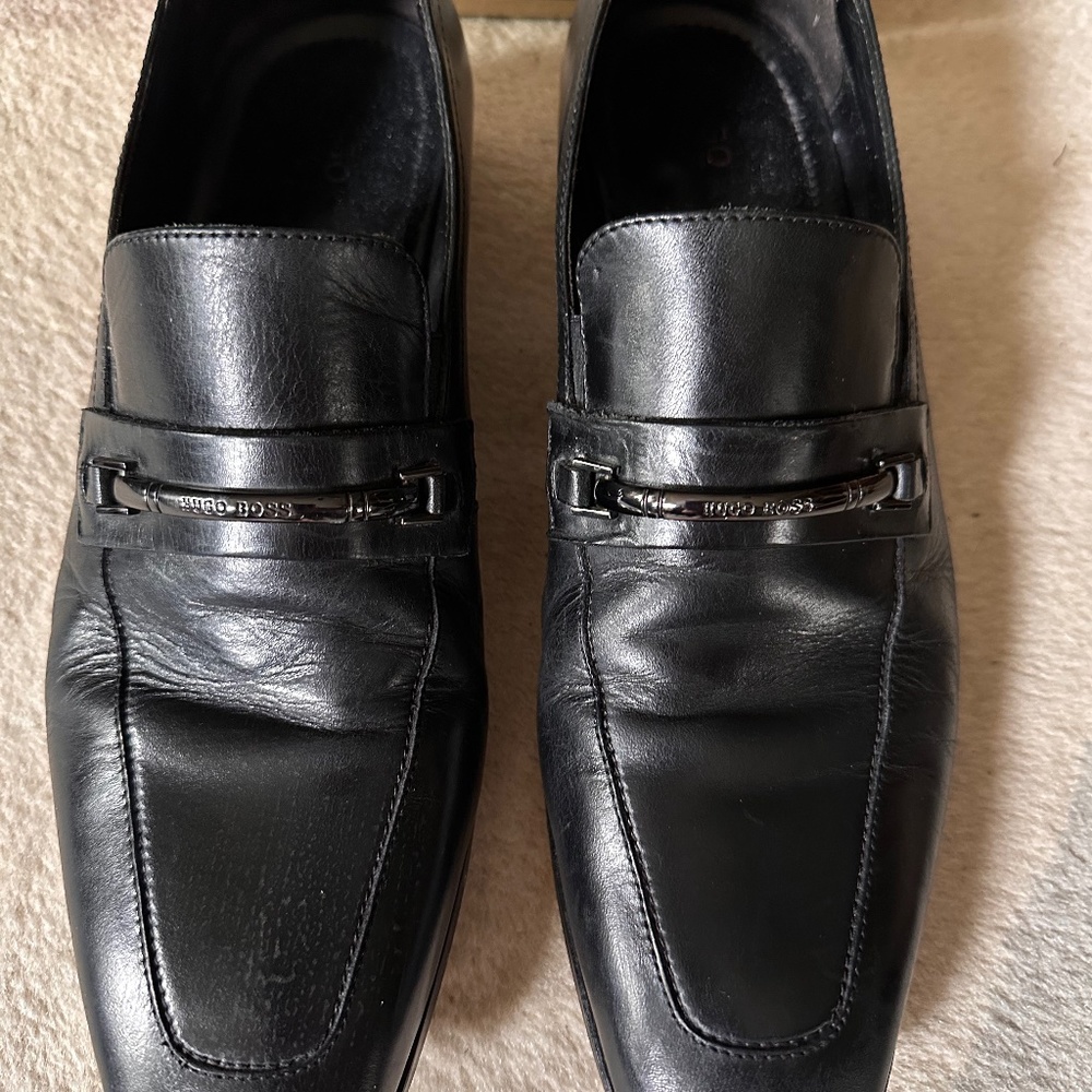 Hugo Boss Men's 11 Vero Cuoio Black Leather SlipOn Dress Loafer 50300804